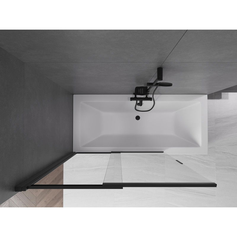 Mexen Fox dvigubas stumdomas dušo ekranas 120 x 150 cm, skaidrus, juodas - 891-120-002-70-00