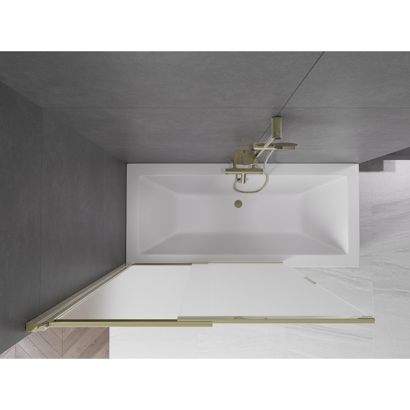 Mexen Fox 2 dalių slankiojantis vonios pertvara 120 x 150 cm, matinė, auksinė - 891-120-002-50-30