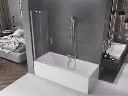 Mexen Velar vonios sienelė 2-dalių stumdomos 75 x 150 cm, skaidri, chromas - 896-075-000-01-01
