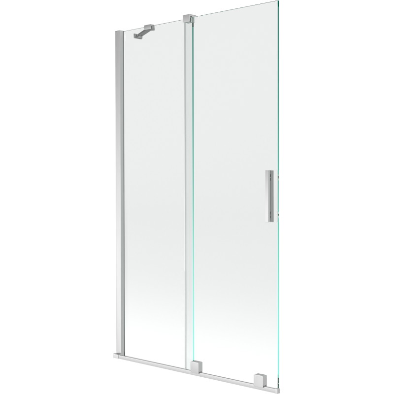 Mexen Velar dviejų dalių vonios ekranas su stumdomomis durimis 100 x 150 cm, skaidrus, chromas - 896-100-000-01-01