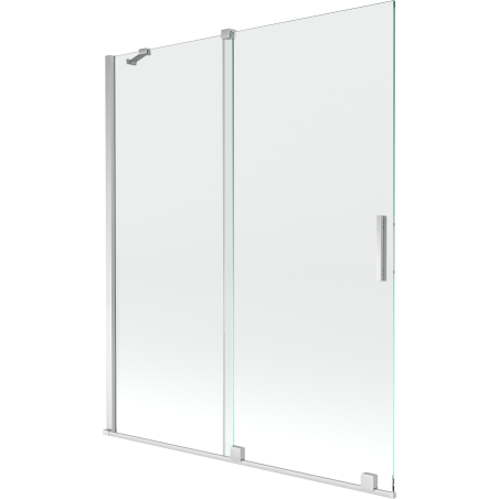 Mexen Velar 2 dalių, slankiojantis vonios pertvaras 140 x 150 cm, permatomas, chromas - 896-140-000-01-01