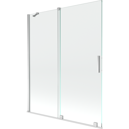 Mexen Velar 2-dalių stumdomas vonios ekranas, 140 x 150 cm, permatomas, chromas - 896-140-000-01-01