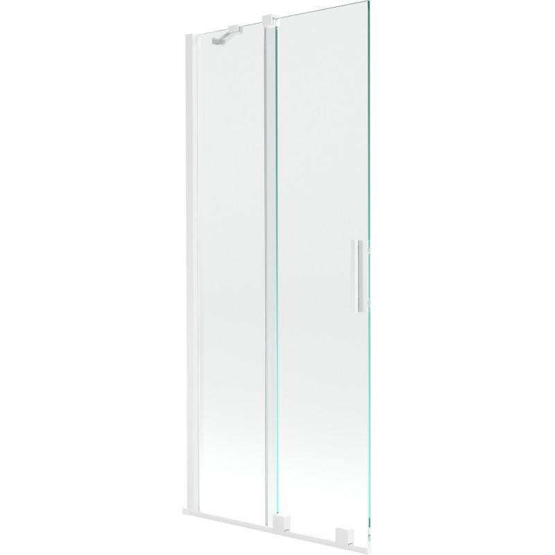 Mexen Velar dviejų dalių nustumiamas vonios ekranas 80 x 150 cm, skaidrus, baltas - 896-080-000-01-20