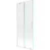 Mexen Velar 2-dalių stumdomas vonios ekranas, 85 x 150 cm, skaidrus, baltas - 896-085-000-01-20