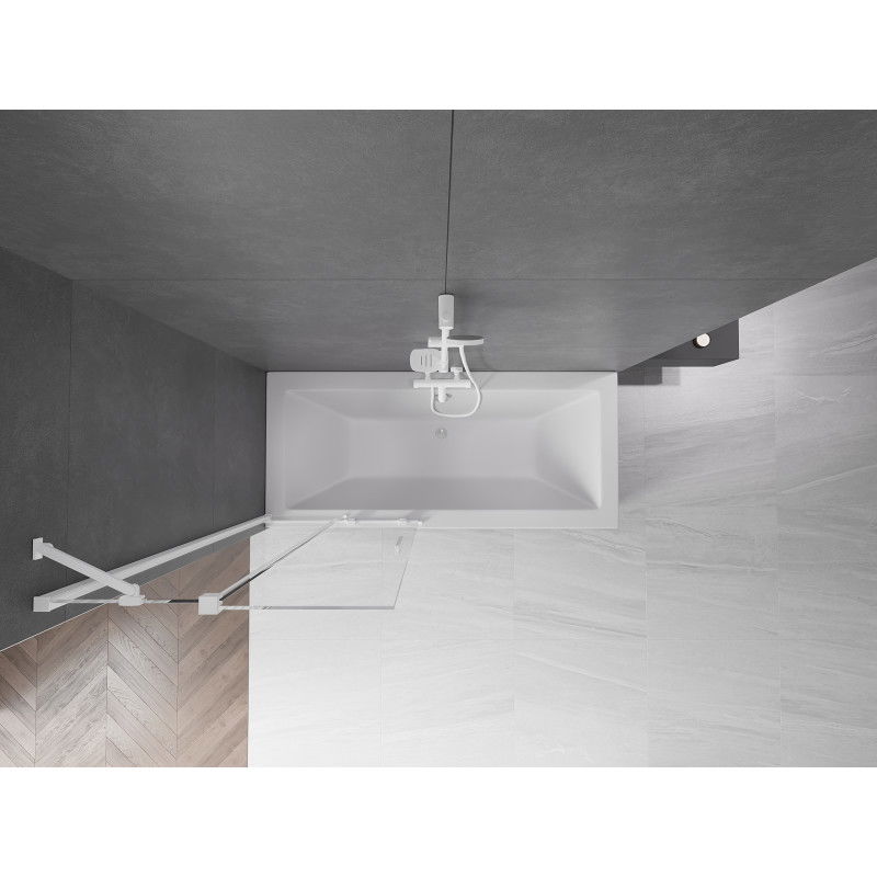 Mexen Velar vonios sienelė 2-jų dalių, stumdomas 85 x 150 cm, permatomas, baltas - 896-085-000-01-20