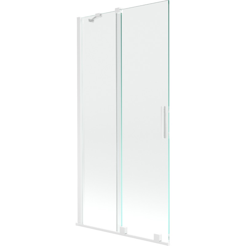 Mexen Velar 2 dalių stumdomos vonios užuolaidos 95 x 150 cm, skaidrios, baltos - 896-095-000-01-20