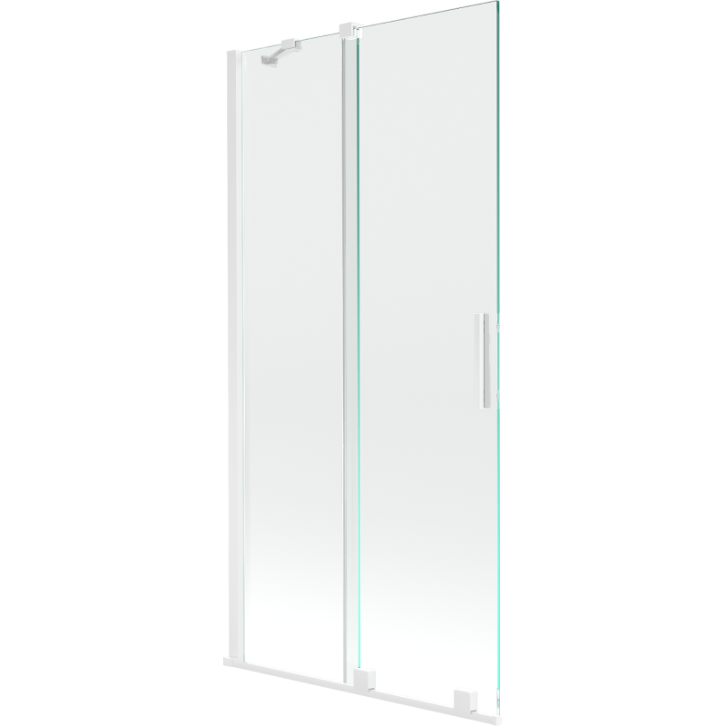 Mexen Velar vonios ekranas 2 dalių stumdomas 95 x 150 cm, permatomas, baltas - 896-095-000-01-20