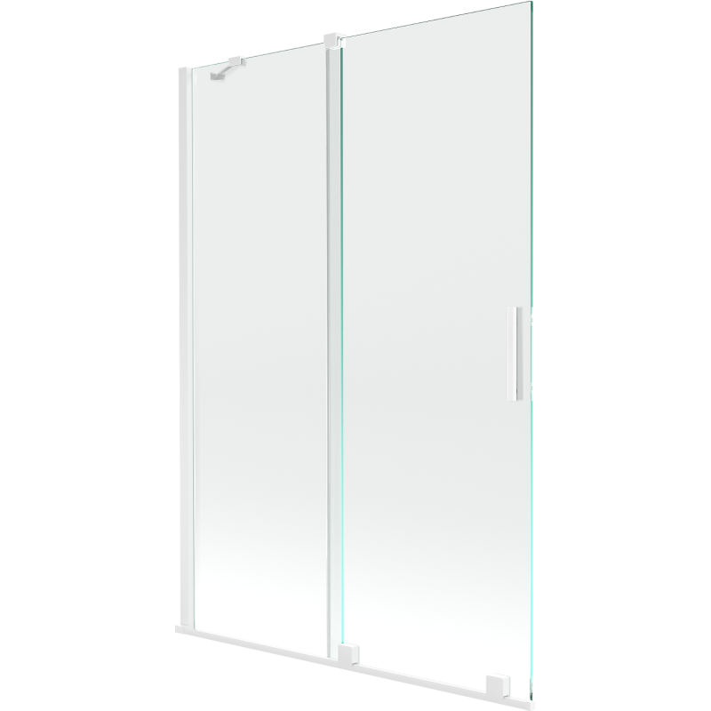 Mexen Velar 2 judamųjų dalių vonios sienelė Stumdomas 120 x 150 cm, Skaidrus, Balta - 896-120-000-01-20