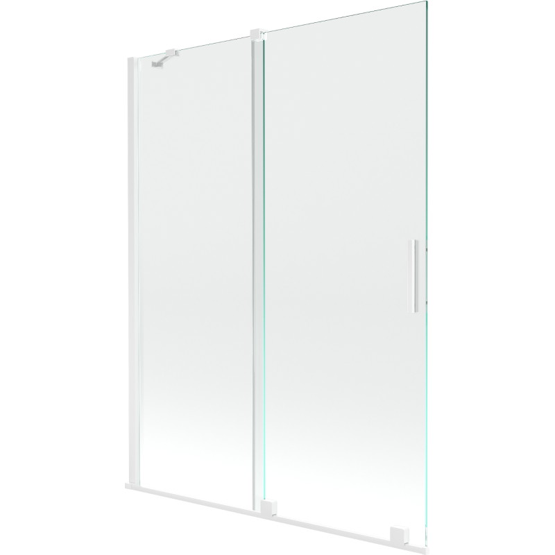 Mexen Velar sulankstomos vonios sienelės 2 skyrių slanki 130 x 150 cm, skaidri, balta - 896-130-000-01-20