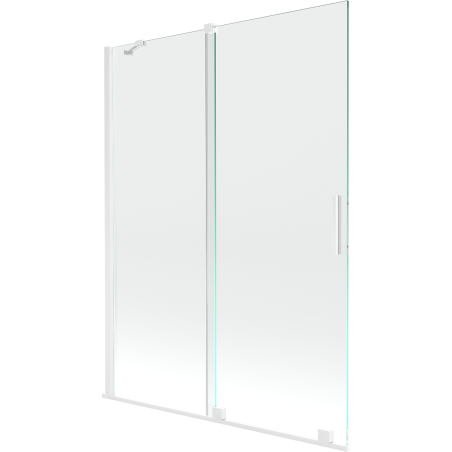 Mexen Velar sulankstomos vonios sienelės 2 skyrių slanki 130 x 150 cm, skaidri, balta - 896-130-000-01-20