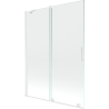 Mexen Velar sulankstomos vonios sienelės 2 skyrių slanki 130 x 150 cm, skaidri, balta - 896-130-000-01-20
