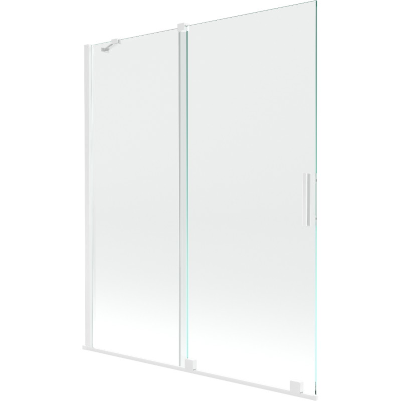 Mexen Velar 2-dalių slankus vonios ekranas, 140 x 150 cm, skaidrus, baltas - 896-140-000-01-20