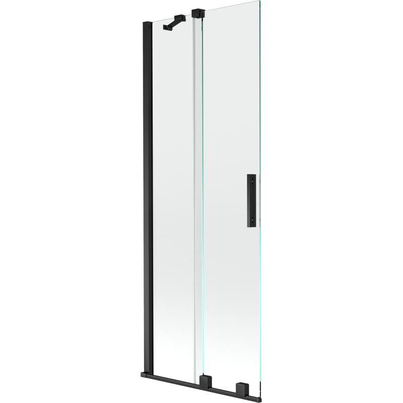 Mexen Velar 2 judamųjų dalių vonios sienelė Stumdomas 75 x 150 cm, Skaidrus, Juoda - 896-075-000-01-70