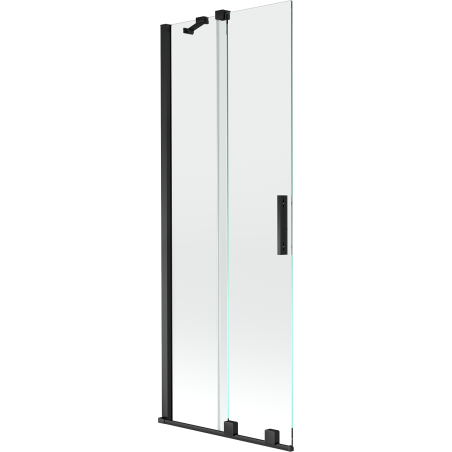 Mexen Velar 2 judamųjų dalių vonios sienelė Stumdomas 75 x 150 cm, Skaidrus, Juoda - 896-075-000-01-70
