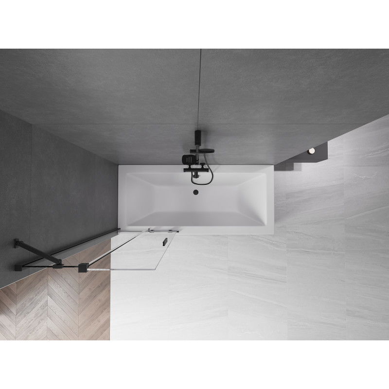 Mexen Velar dvikrypčiai dušo durys 75 x 150 cm, permatomas, juodas - 896-075-000-01-70