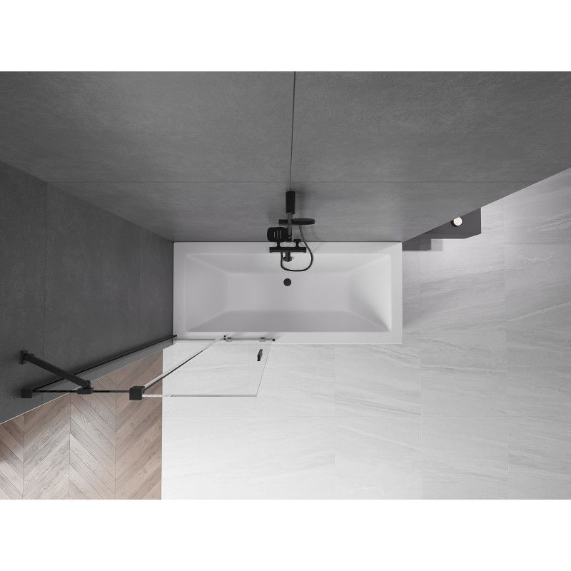 Mexen Velar vonios lentelė 2-jų sparnų stumdomas 80 x 150 cm, permatomas, juodas - 896-080-000-01-70