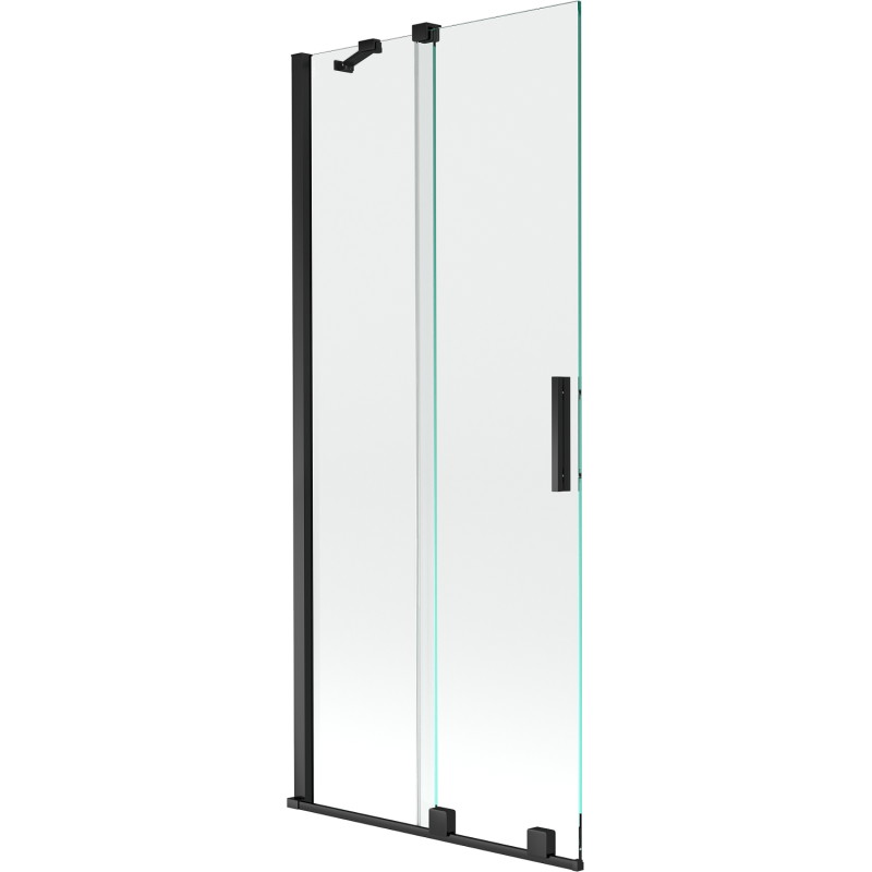 Mexen Velar 2-dalių išstumiama vonios užuolaida 85 x 150 cm, skaidri, juoda - 896-085-000-01-70