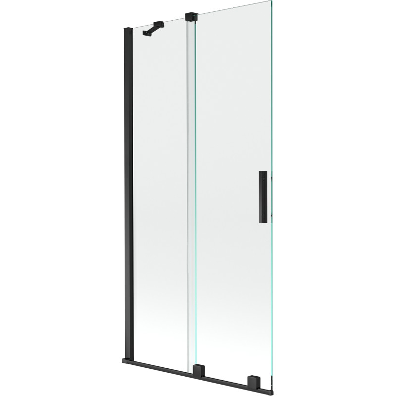 Mexen Velar 2 dalių stumdomos vonios sienelė 90 x 150 cm, permatoma, juoda - 896-090-000-01-70