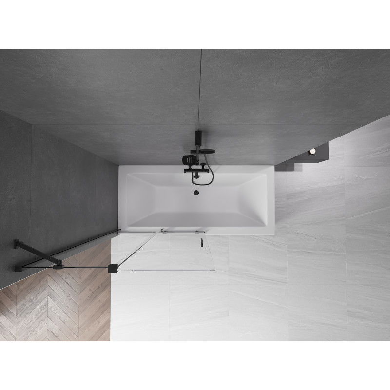 Mexen Velar dušo sienelė 2-jų dalių stumdoma 100 x 150 cm, skaidri, juoda - 896-100-000-01-70