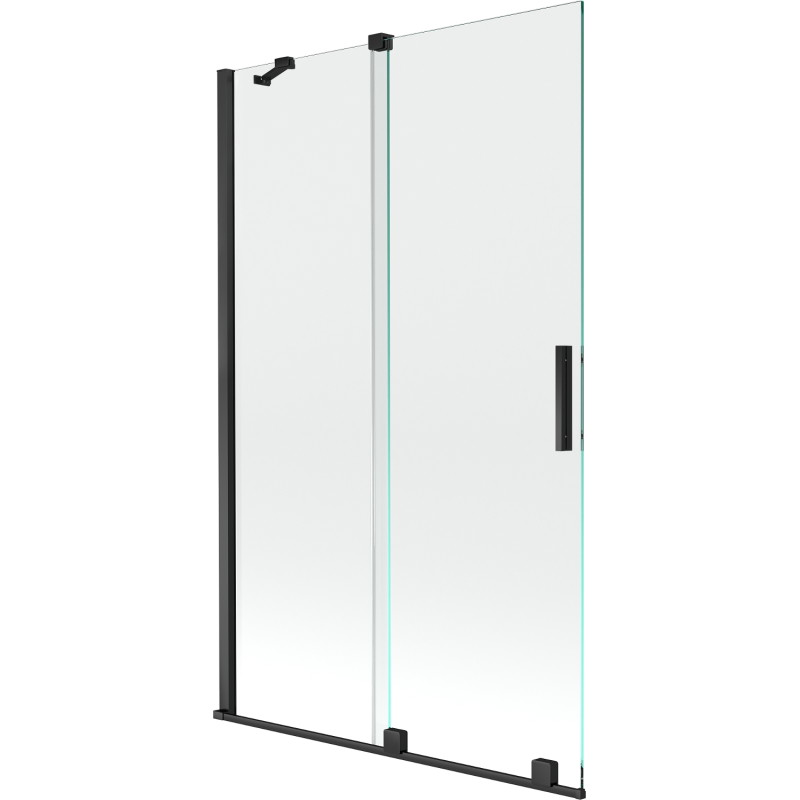 Mexen Velar dviejų dalių slankioji vonios pertvara 110 x 150 cm, skaidri, juoda - 896-110-000-01-70