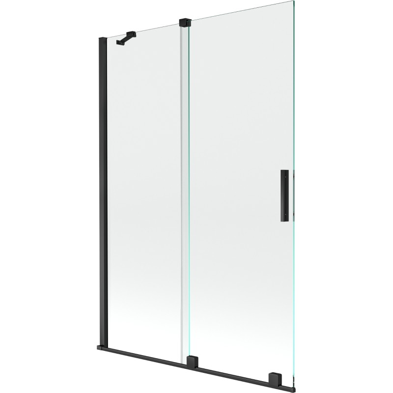 Mexen Velar dviejų dalių, stumdomas vonios ekranas 120 x 150 cm, skaidrus, juodas - 896-120-000-01-70