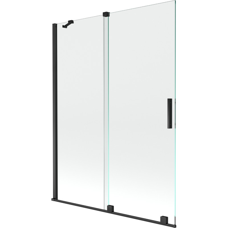 Mexen Velar 2 dalių, slankioji vonios pertvara 130 x 150 cm, permatoma, juoda - 896-130-000-01-70