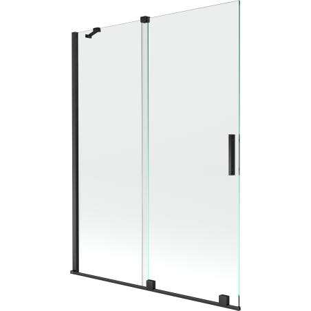 Mexen Velar 2 dalių, slankioji vonios pertvara 130 x 150 cm, permatoma, juoda - 896-130-000-01-70