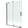 Mexen Velar 2 dalių, slankioji vonios pertvara 130 x 150 cm, permatoma, juoda - 896-130-000-01-70