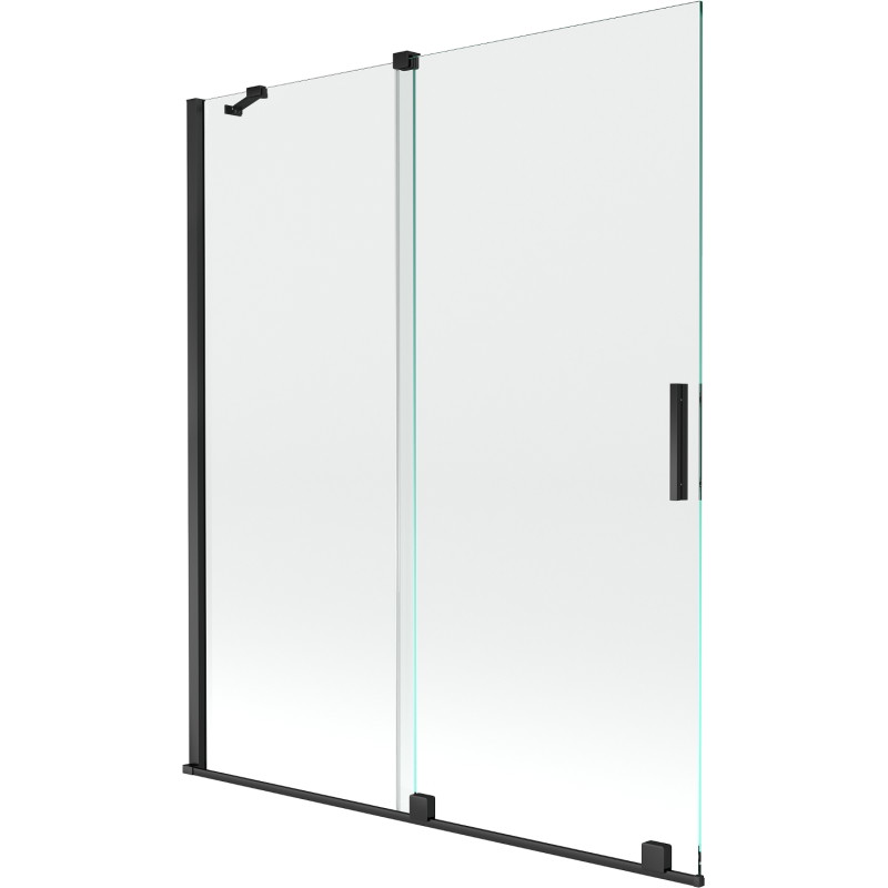 Mexen Velar dvivėris stumdomas vonios ekranas 140 x 150 cm, permatomas, juodas - 896-140-000-01-70