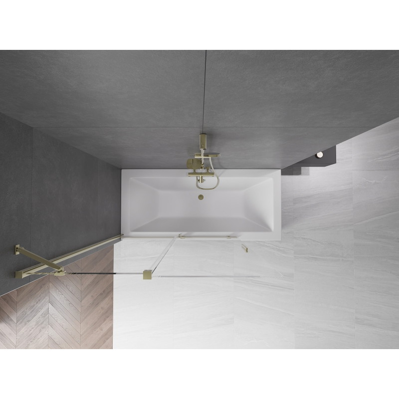 Mexen Velar dviejų dalių, stumdomas vonios ekranas 130 x 150 cm, skaidrus, auksinis - 896-130-000-01-50