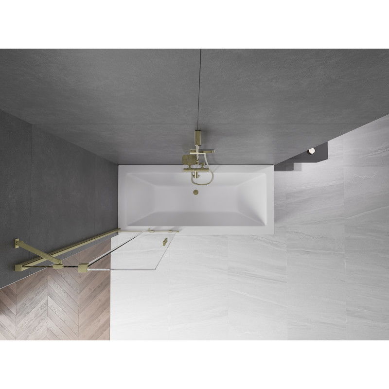 Mexen Velar vonios pertvaras, dviejų dalių stumdomas 75 x 150 cm, permatomas, auksinės spalvos šlifuotas - 896-075-000-01-55