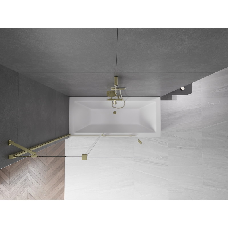Mexen Velar dviejų dalių nustumiamas vonios sienelė 130 x 150 cm, skaidrus, auksinis šlifuotas - 896-130-000-01-55
