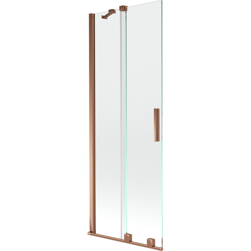 Mexen Velar slenkanti, dviejų dalių vonios pertvara, 75 x 150 cm, skaidri, rožinis auksas - 896-075-000-01-60