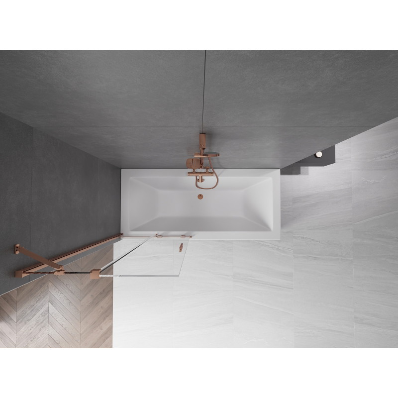 Mexen Velar dviejų dalių stumdomas vonios ekranas 80 x 150 cm, skaidrus, rožinis auksas - 896-080-000-01-60