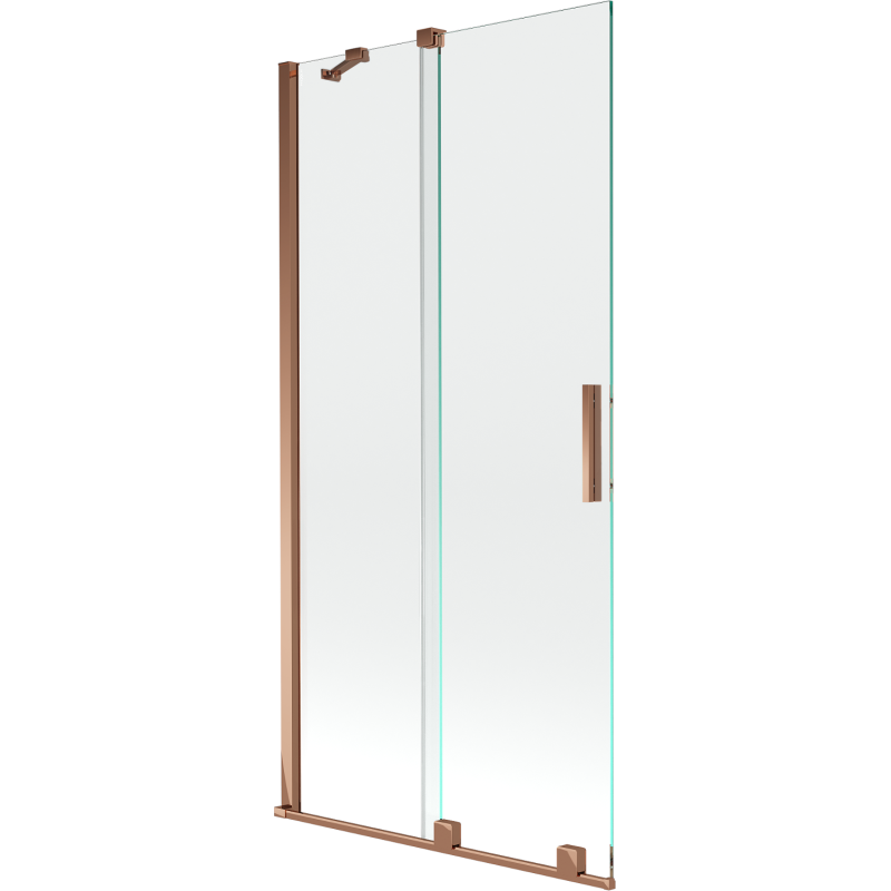 Mexen Velar dviejų dalių stumdomas vonios ekranas 95 x 150 cm, skaidrus, rožinis auksas - 896-095-000-01-60