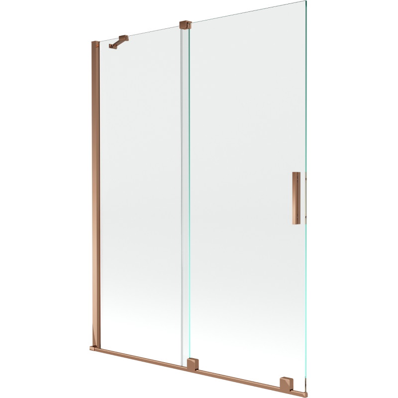 Mexen Velar 2-dalių slenkantis vonios rėmas 130 x 150 cm, skaidrus, rožinis auksas - 896-130-000-01-60