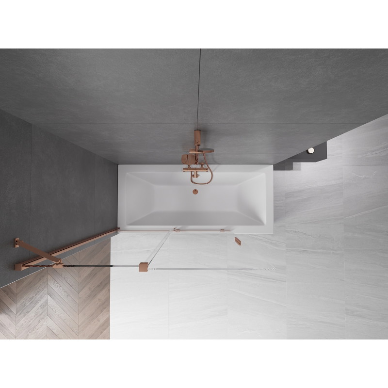 Mexen Velar 2 dalių, stumdomas vonios ekranas 130 x 150 cm, permatomas, rožinis auksas - 896-130-000-01-60