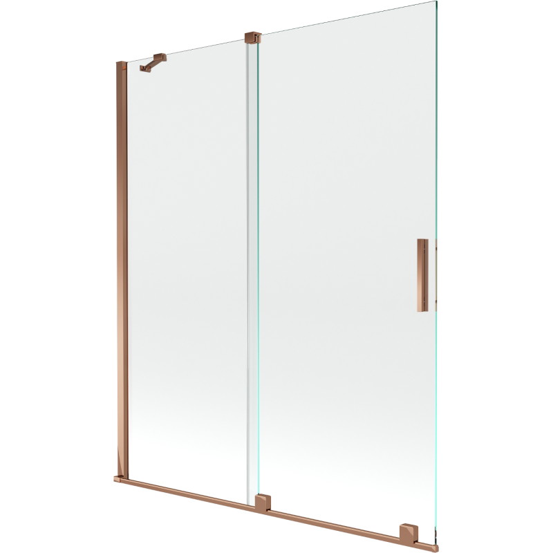 Mexen Velar dviejų dalių stumdomas vonios ekranas 140 x 150 cm, skaidrus, rožinis auksas - 896-140-000-01-60