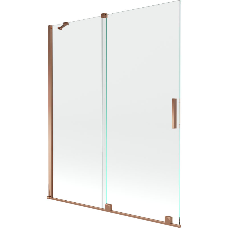 Mexen Velar vonios ekrano dušo durys 2-durų stumiamos 140 x 150 cm, permatomos, rožinis auksas - 896-140-000-01-60