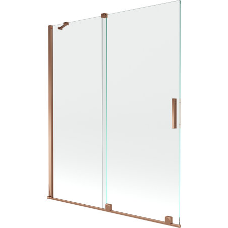 Mexen Velar vonios ekrano dušo durys 2-durų stumiamos 140 x 150 cm, permatomos, rožinis auksas - 896-140-000-01-60