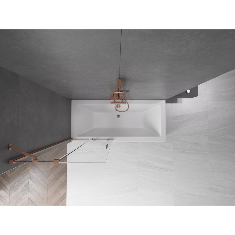 Mexen Velar 2 dalių stumdomas vonios ekranas 85 x 150 cm, skaidrus, šlifuotas varis - 896-085-000-01-65