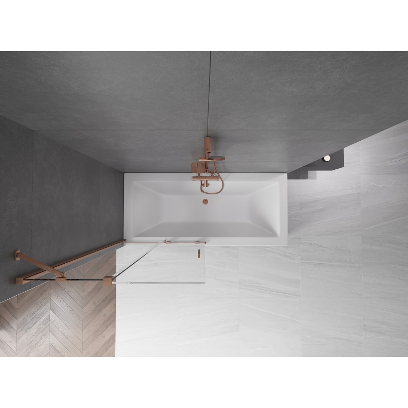 Mexen Velar Dviejų dalių slankusis vonios ekranas 95 x 150 cm, skaidrus, šlifuotas varis - 896-095-000-01-65