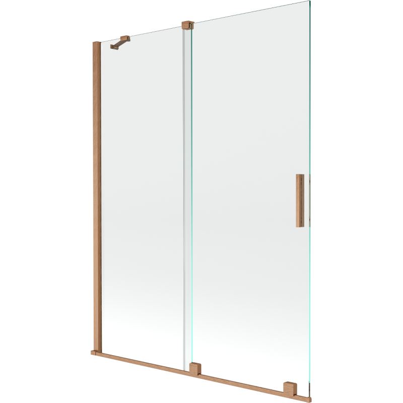 Mexen Velar 2 judamųjų dalių vonios sienelė Stumdomas 130 x 150 cm, Skaidrus, varis šlifuotas - 896-130-000-01-65