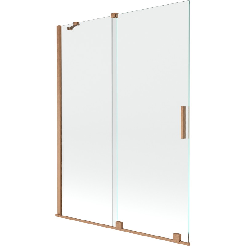 Mexen Velar dviejų dalių stumdomas vonios ekranas 130 x 150 cm, permatomas, šlifuotas varis - 896-130-000-01-65