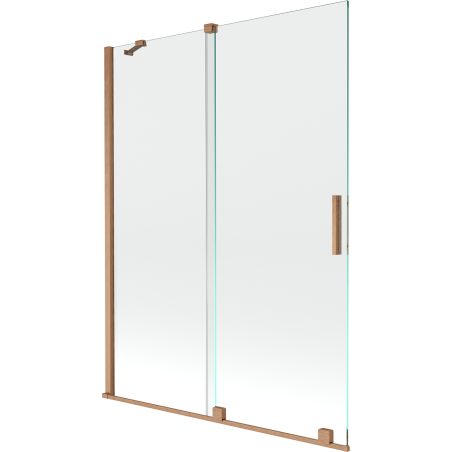 Mexen Velar dviejų dalių stumdomas vonios ekranas 130 x 150 cm, permatomas, šlifuotas varis - 896-130-000-01-65