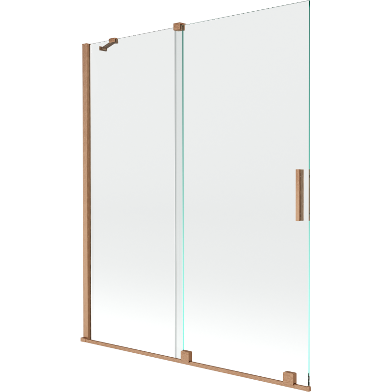 Mexen Velar 2-jų durų įstumiama vonios pertvara 140 x 150 cm, skaidri, šlifuotas varis - 896-140-000-01-65