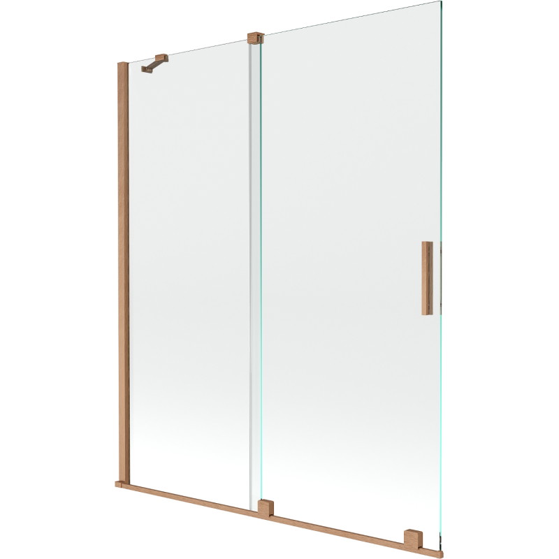 Mexen Velar Slenkamas dviejų dalių vonios pertvaras 140 x 150 cm, skaidrus, šlifuotas varis - 896-140-000-01-65