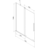 Mexen Velar 2 dalių nustumiamas vonios ekranas 70 x 150 cm, permatomas, šlifuota pilka spalva - 896-070-000-01-66