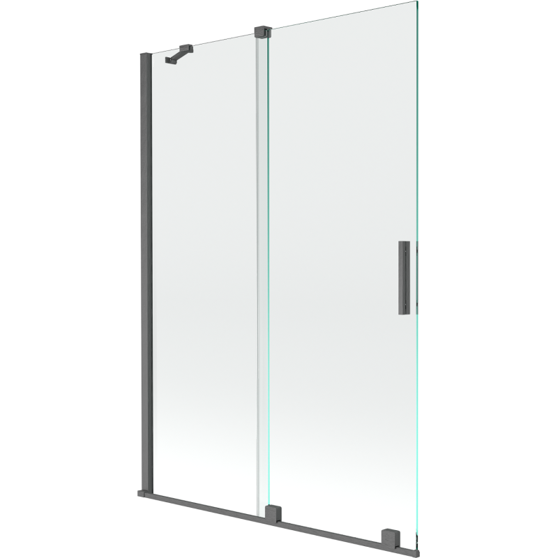 Mexen Velar dvigubas stumdomas vonios ekranas 120 x 150 cm, skaidrus, šešėlinė pilka šepečio apdaila - 896-120-000-01-66