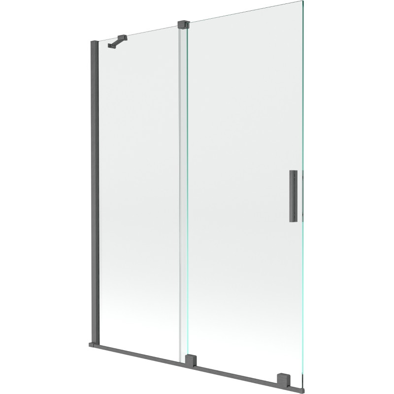 Mexen Velar 2 varčių slankiojama dušo pertvara 130 x 150 cm, skaidri, šepečiuota gun gray - 896-130-000-01-66